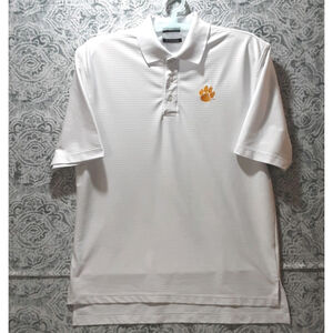 Clemson Tigers White DriWay Divots Golf Shirt Men's Large with Tiger Paw Print
